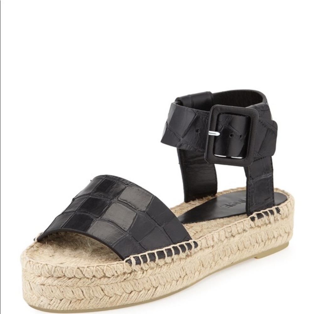 Croc Embossed Leather Platform Espadrilles